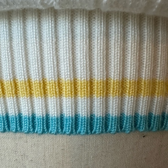 Nemus vintage pullover knit sweater Vneck 80s retro academia white striped SZ M - Picture 3 of 6